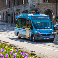 Göteborgs buss som tilldelas uppdraget att kora Flexlinjerna på Hisingen och Angered. Foto: på Hisingen och Angered