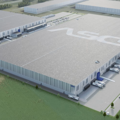 Två nya lagerbyggnader som planeras byggas i anslutning till DSVs logistikcenter i Landskrona. Bild: DSV
