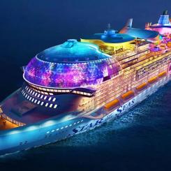 Fartyget har kapacitet att ta ombord 7 600 passagerare och har en besättning på 2 350 anställda från 80 olika länder. Foto: Meyer Group