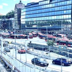 Bussar vid Stadsgården i Stockholm. Foto: Stina Wickenberg