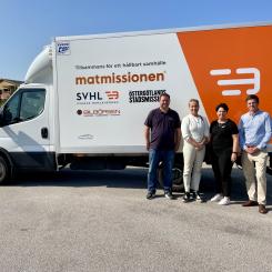 Håkan Qvarfordt, platschef på SVHL, Lina Hedenström, vd på NTM, Sanna Detlefsen, direktör på Östergötlands stadsmission och Mattias Ternstedt, vd på SVHL. Foto: SVHL