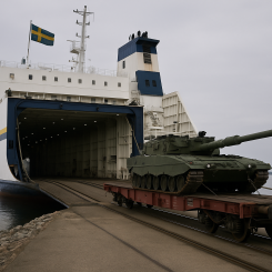 Enligt Försvarsmakten är det angeläget med fortsatt tågfärjetrafik mellan Sverige och Tyskland. Bild: Symbolisk AI-genererad bild