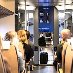 Interiör i norska flytogets tåg. Foto: Flytoget