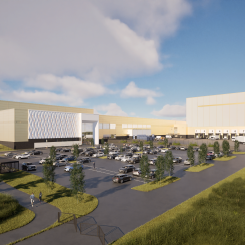 Visionbild av Oriolas nya distributionscenter i Järvenpää. Bild: Rejlers