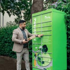 Inledningsvis planeras nästan 50 paketboxar att installeras utanför fastigheterna. Foto: Bring