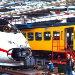 NS:s underhållsverkstad för NS Onderhoud & Service i nederländska staden Leidschendam. Foto: Wikipedia Common: Kredit: Steven Lek
