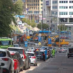 Västlänken, byggnation 2020 vid Korsvägen sett från Eklandagatan i Göteborg. Foto: Wikimedia Commons