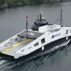 MF Hydra, världens första vätgasdrivna färja, som seglade för första gången 2023, har blivit en dyr affär för det norska rederiet Norled. Foto: Norled.