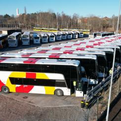 Transdev kommer in i avtalet med 32 nya fossilfria boggibussa. Foto: Transdev